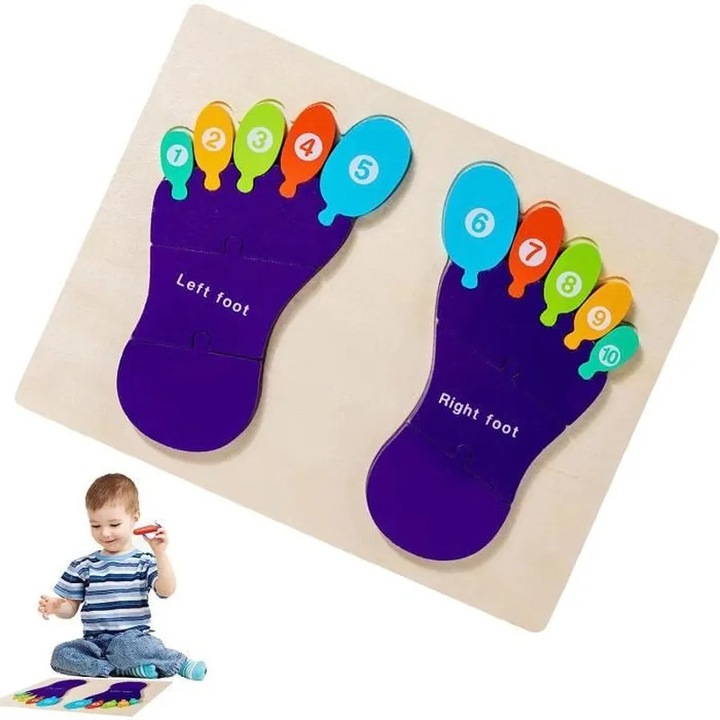 Montessori fa puzzle gyerekeknek, oktató, színes, 20x20cm