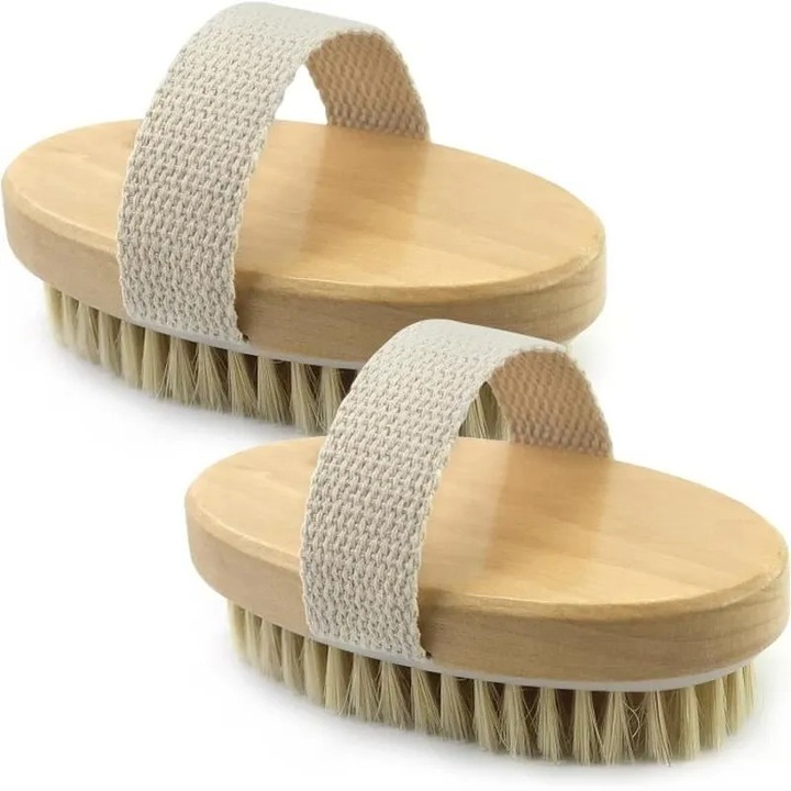 Set 2 perii corp, par mistret natural, exfoliant, 12.5x6.5cm