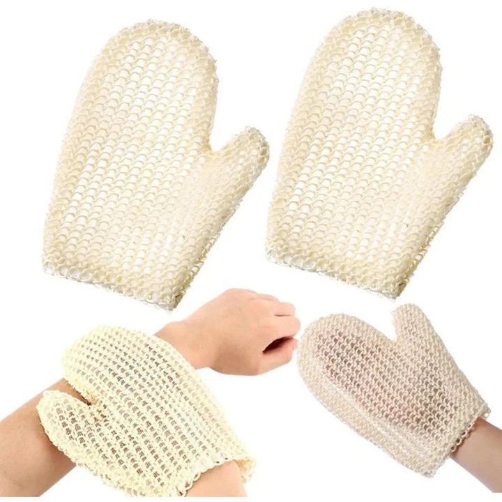 Set 2 manusi baie sisal ramie exfoliante masaj multicolor