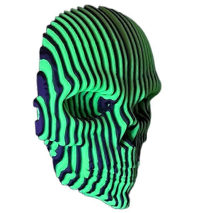 3D луминисцентен декоративен череп черен зелен 15x15x20см