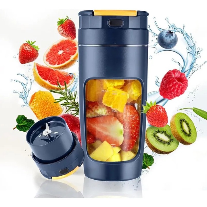 Hordozható turmixgép, 600 ml, kompakt, fehér
