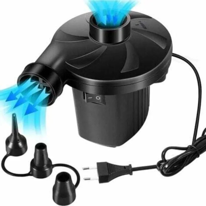 2 az 1-ben elektromos légpumpa 220W, 3 levehető fúvóka, matrachoz és felfújható párnához