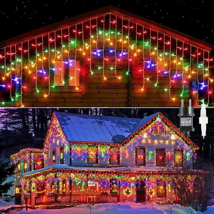 Instalatie Craciun LED 10m multicolor set impermeabil timer conectabil