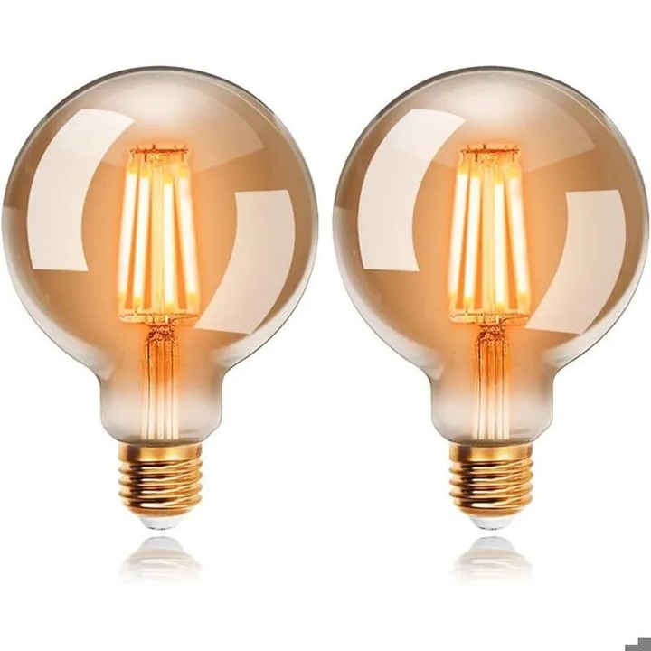 Bec LED vintage E27 G80 változtatható, 2 db-os készlet, 6W