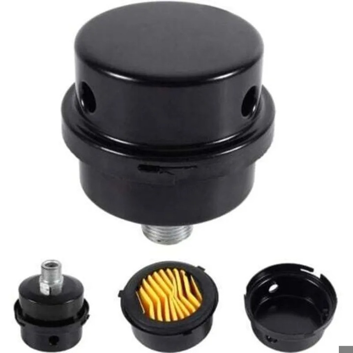 Silenciator filtru aer compresor metal negru 3/8x16mm