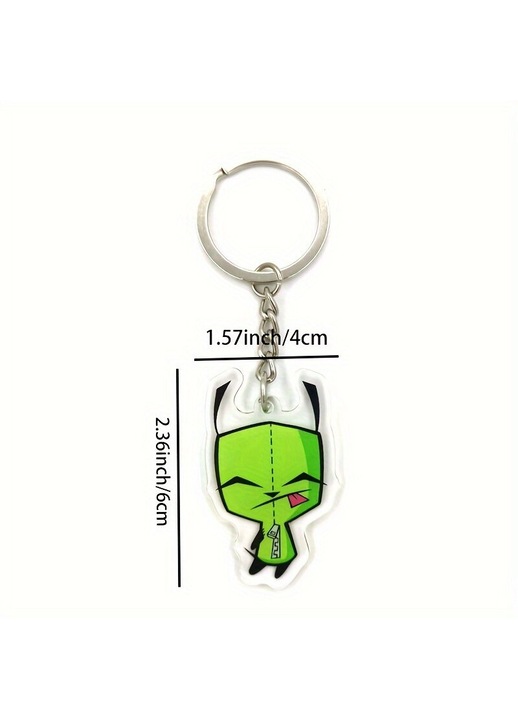 Színes akril animált állat kulcstartó 5x7cm