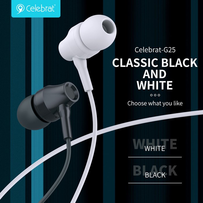 Casti cu fir Celebrat G25 alb 1.2m microfon