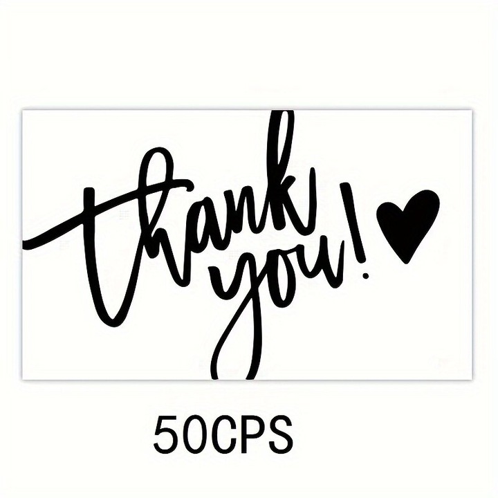 50 db köszönőkártya szett, fehér, elegáns, 139D