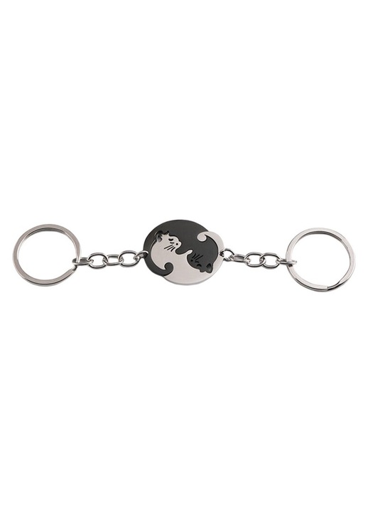 Breloc inima pisica negru set pentru cupluri si prieteni