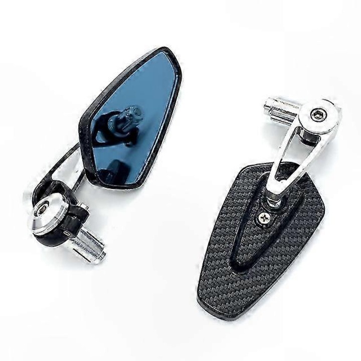 Oglinda motocicleta universala, model carbon, aluminiu, argintiu