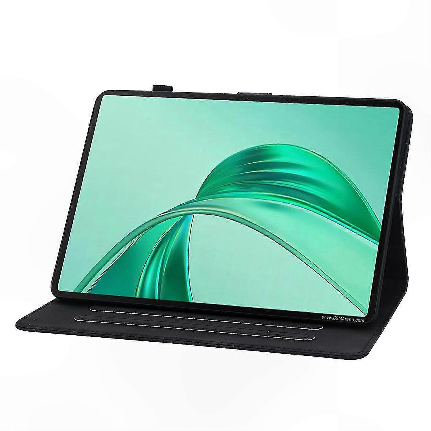 Husa tableta 8 inch, imprimeu floare de crin, protectie dubla, verde, 3 sloturi card, suport stilou