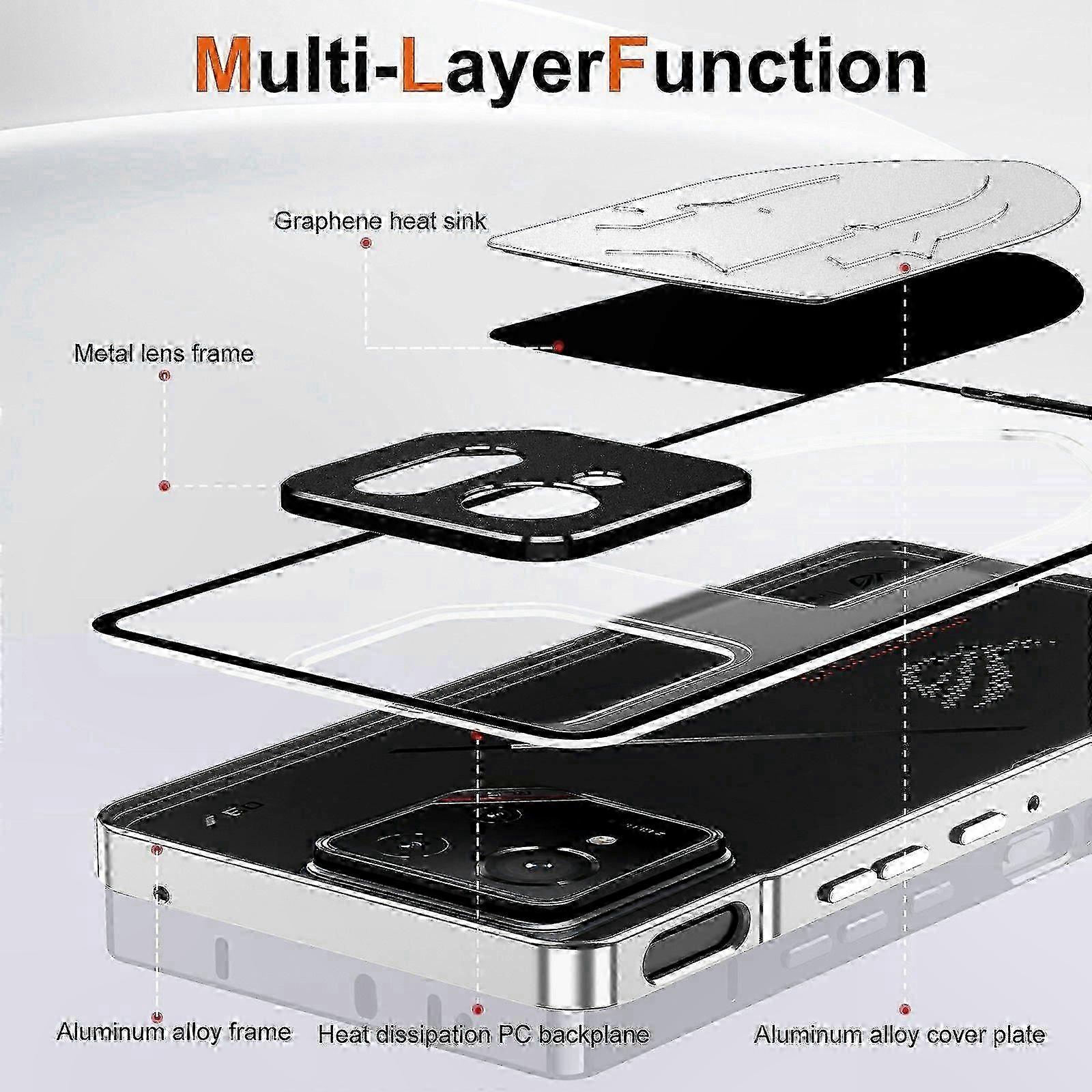 Husa telefon metalica cu dispersie caldura, argintiu, Asus ROG Phone 9, 9 Pro 5G