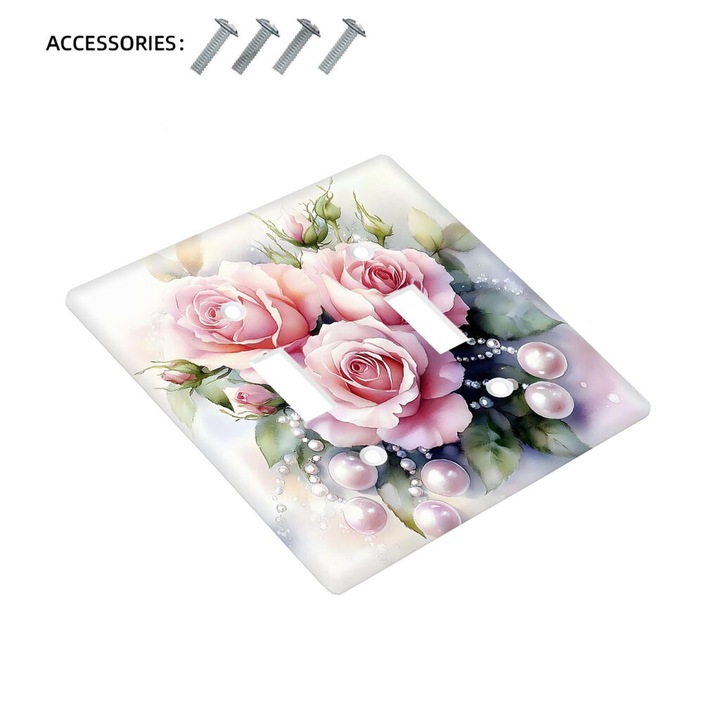 Placa decorativa perete, model trandafir, PVC, 2x10x10cm