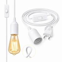 Dulie E27 cu Stecher si Intrerupator, JESWO®, Cablu Alimentare 1.7m, Bec Suspendat, Priza EU, Conductivitate stabila, sigur si durabil, Ideala pentru Lampa DIY, Santier sau Terasa, Material PC, Alb