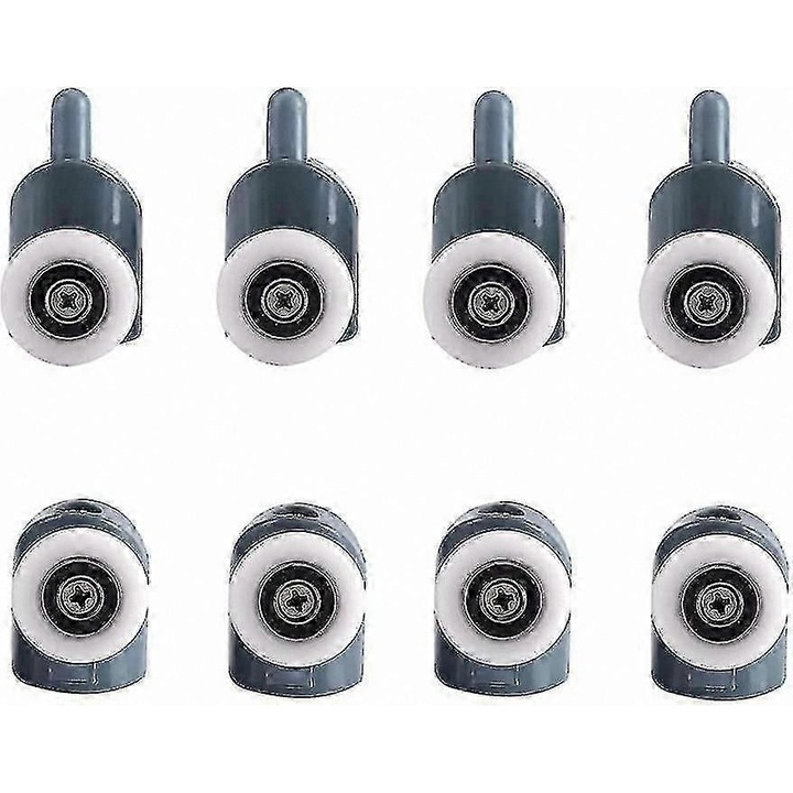 Set 8 role usa dus, plastic si inox, diametru 25mm, alb