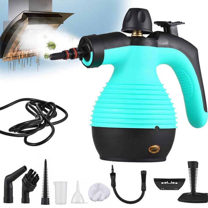 Aparat De Curatat Cu Abur Portabil, 1050W Cu Rezervor De 350ML, 9 Accesorii Curatare Suprafete, Temperatura Ridicata Si Presiune Ridicata, Pentru Curatarea Mobilierului, Peretilor, Podelelor