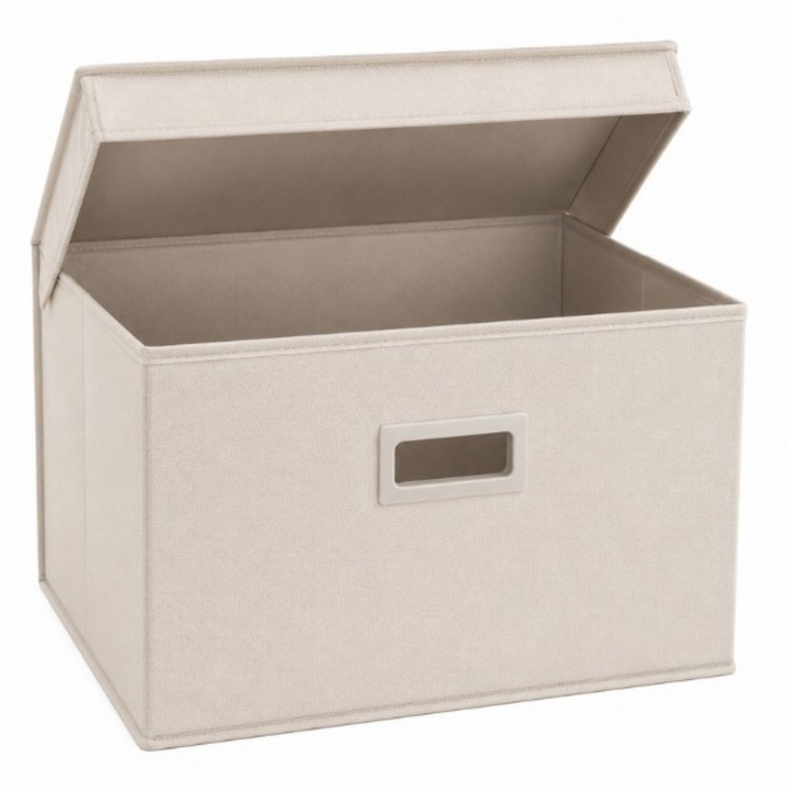 Cutie de depozitare textila, organizator multifunctional, 35 x 26 x 20 cm, bej - Premium