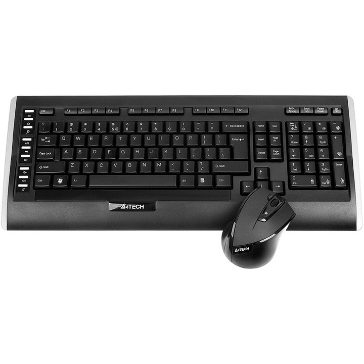 Комплект Клавиатура + Мишка A4Tech 9300F RF nano, Черен