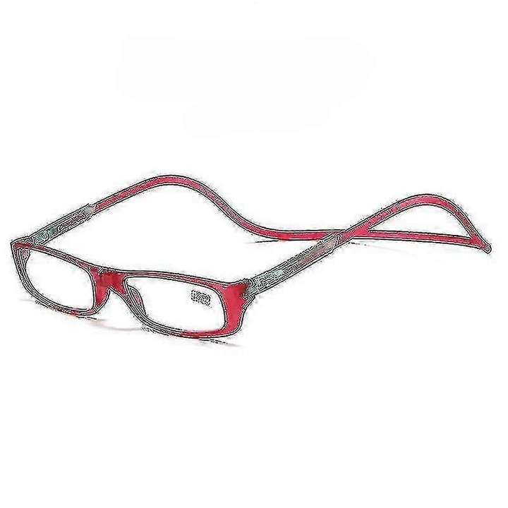 Ochelari de citit pliabili, rosu inchis, cu magnet, dimensiuni standard