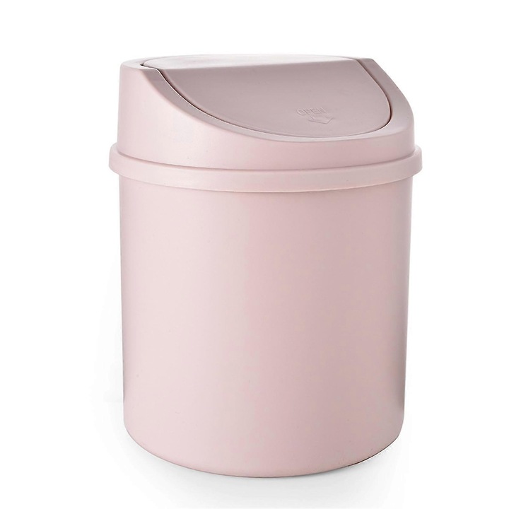 Cos de gunoi mic cu capac, plastic, roz, 17x13cm