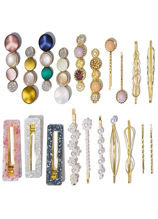 Set 20 agrafe de par perle acrilice forme geometrice multicolor