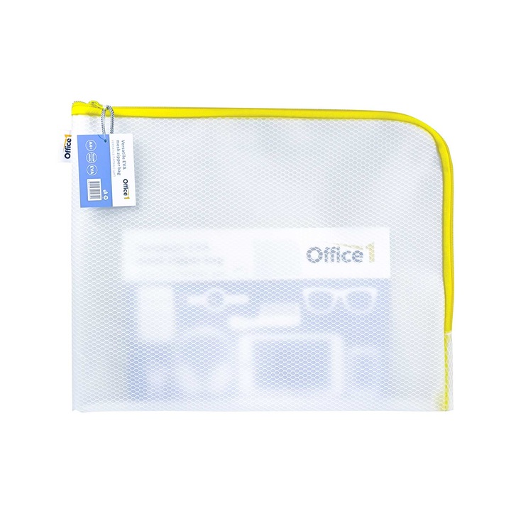 Папка Office 1 Versatile, A4+, с цип, жълта