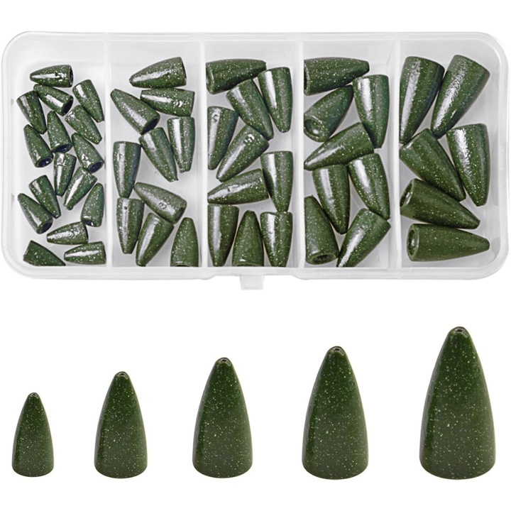 Greutati pescuit, set 50 buc, diverse marimi, vopsite, 1/16oz-3/8oz