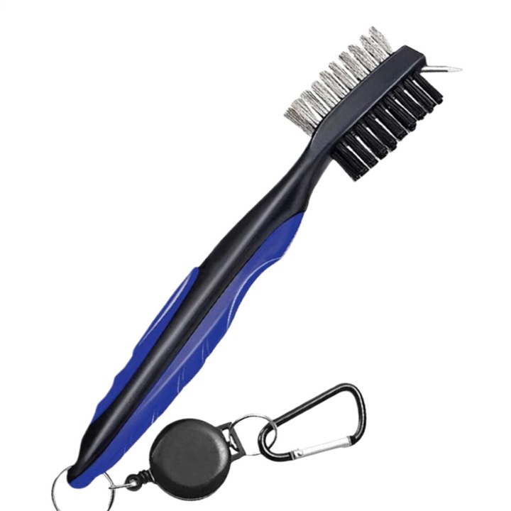 Perie dubla pentru curatare crose golf, portabila, usoara, negru, 23x5.5x2cm
