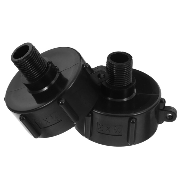 Adaptor furtun gradina, 2 buc, negru, PP, 7.2x6x2cm, filet gros 1/2 inch