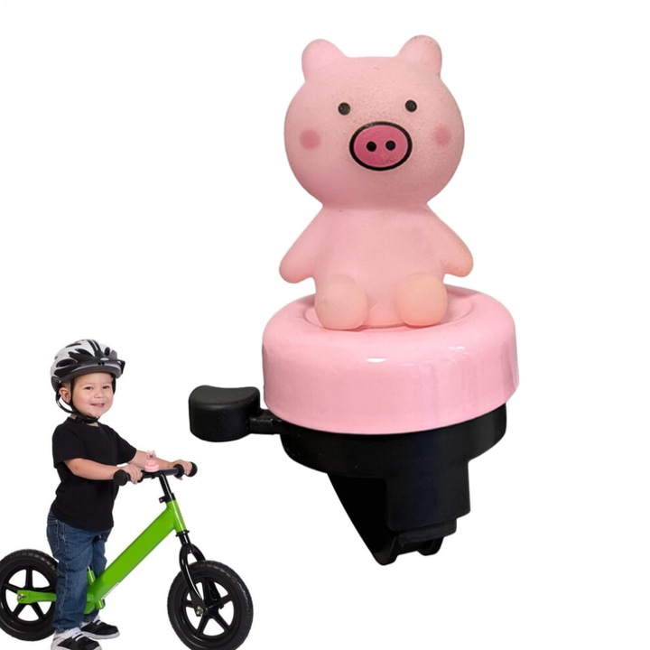 Sonerie bicicleta copii, design animal cartoon, sunet puternic, multicolor, 22mm