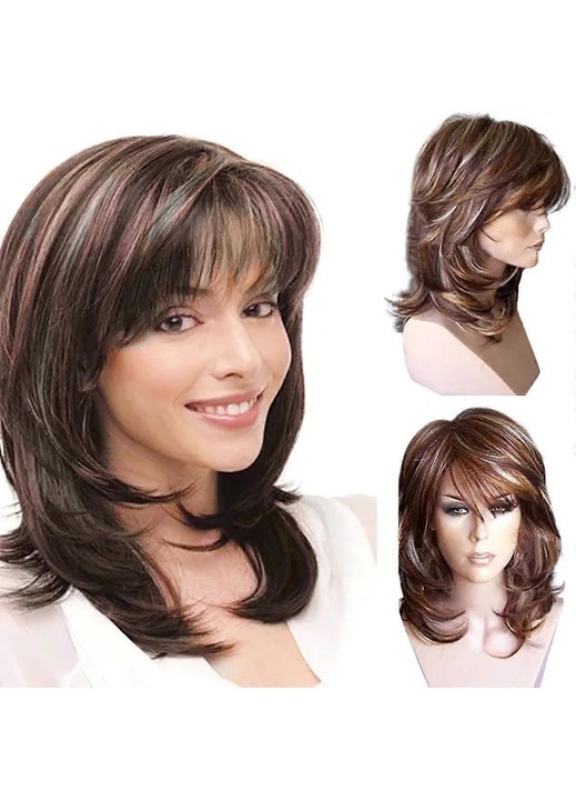 Peruca maro ondulata 40cm pentru femei si fete