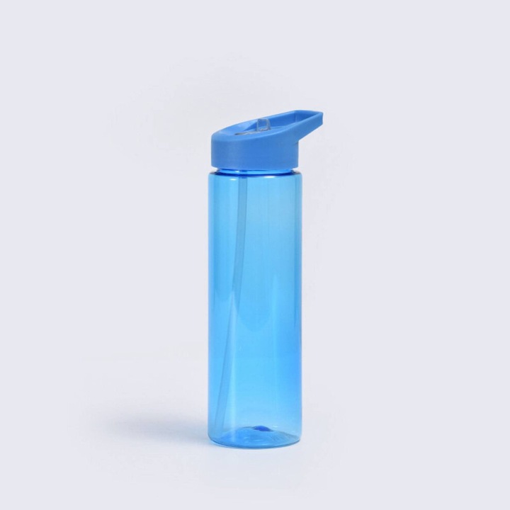 Sticla sport transparenta 700ml cu pai si capac etans