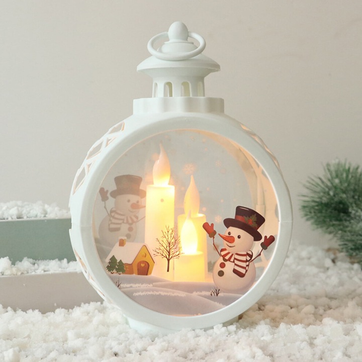 LED фенер снежен глобус, стъкло и пластмаса, бял или черен, 12x8.5cm или 23x17cm