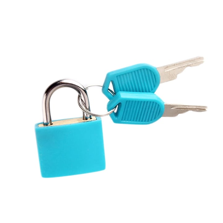 Lacat mini din alama 23x30mm cu 2 chei, auriu