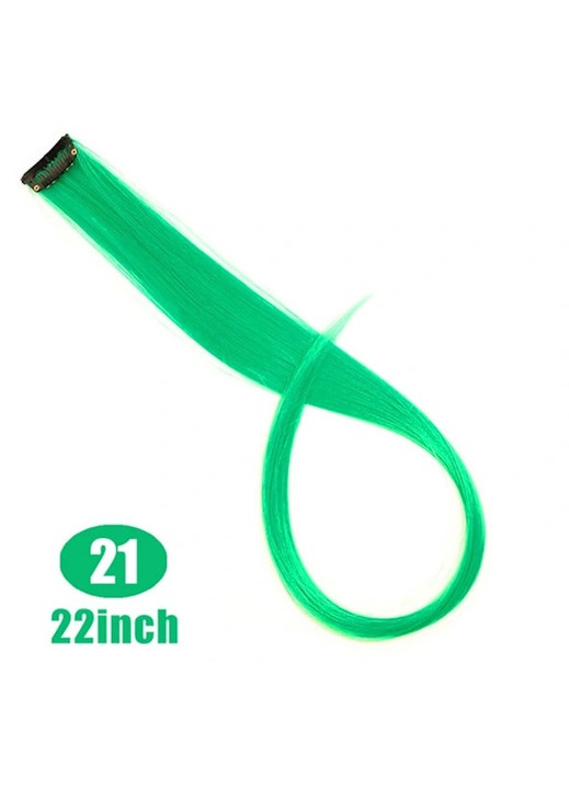 Extensii de par drept, fibre rezistente la temperatura, frosted, 22in, set cu clips