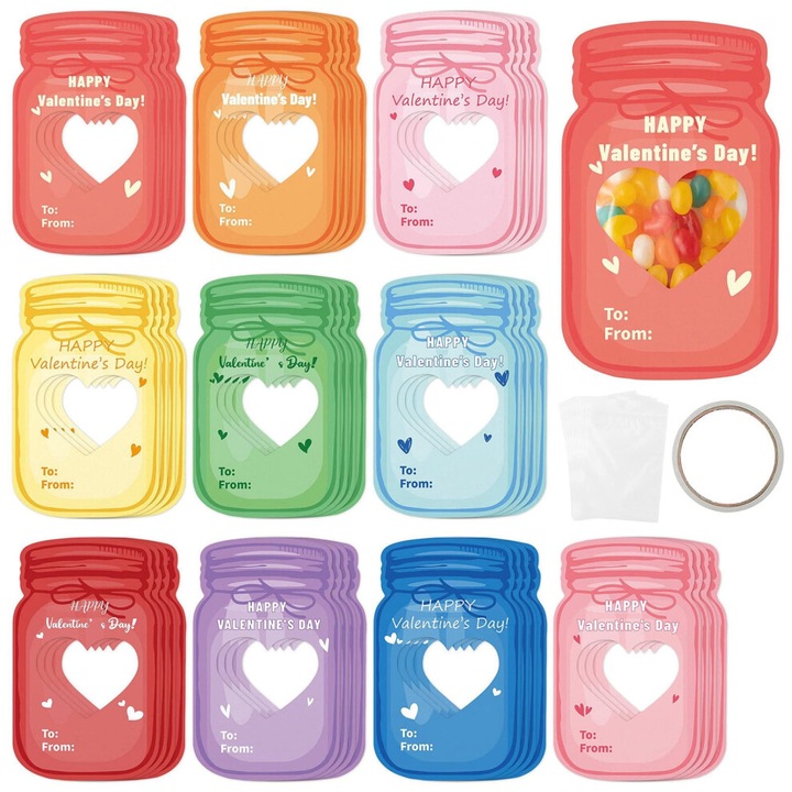 Set felicitari Ziua Indragostitilor, fluturi, sticluta plutitoare, multicolor, 5cm