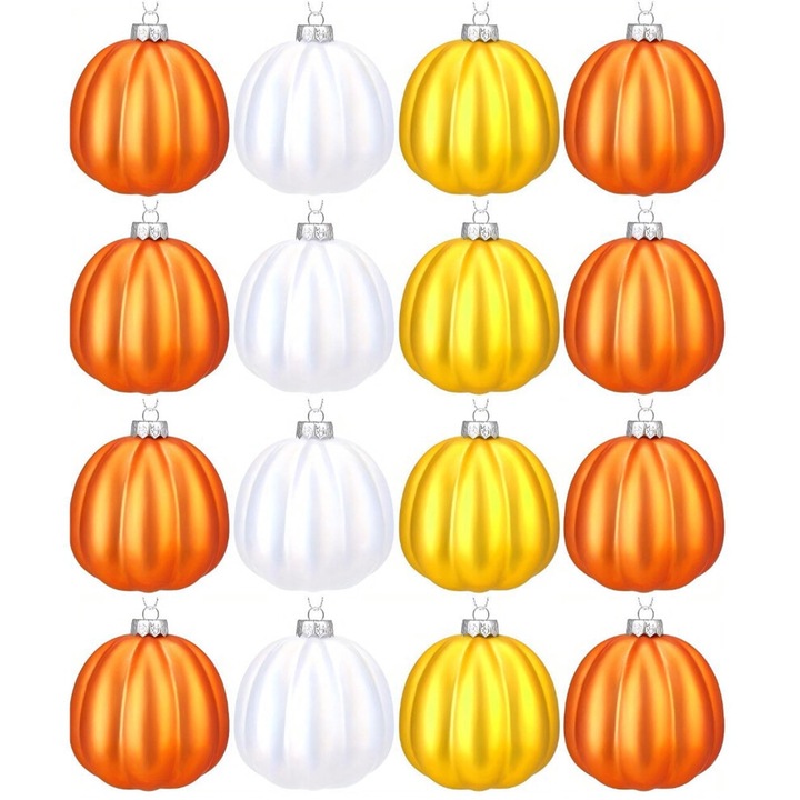 Set 16 ornamente dovleac, decor toamna, portocaliu, 2inch