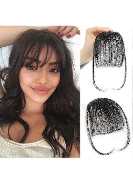 Breton clip-on din par natural, subtire si frantuzesc, maro, 20x15cm
