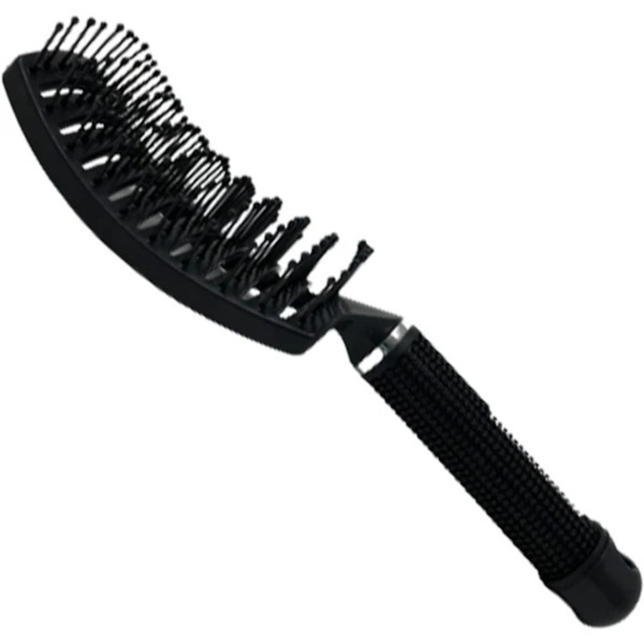 Perie de par curbata, negru, alb, rosu, 3 culori, marime standard