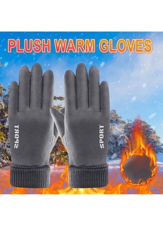 Manusi barbati sport captusite fleece, rezistente la vant, 23x9.5cm