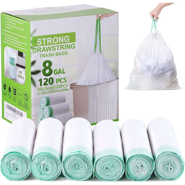 Saci menajeri 8 galoni 20.5x24 inch, transparent, 120 buc, set