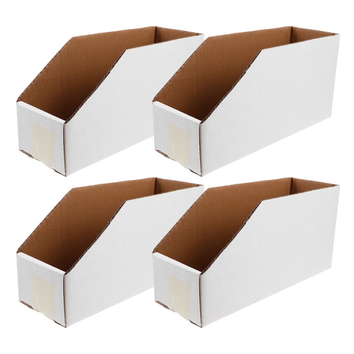 Cutie depozitare carton durabila, deschidere inclinata, alb, 30x15x10cm