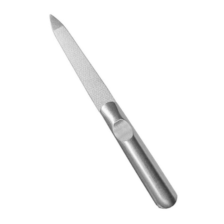 Pila dubla fata inox, 11.7x1.2cm, argintiu