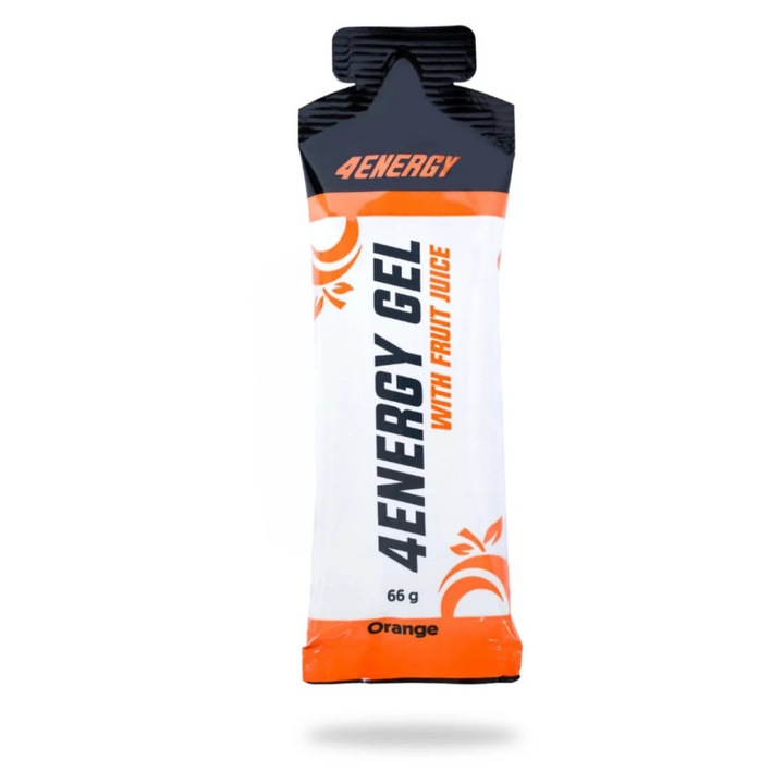 4Energy szénhidrát és elektrolit gél sportolóknak, gyomorkímélő formula, vegán és gluténmentes, narancs ízben, 50 ml