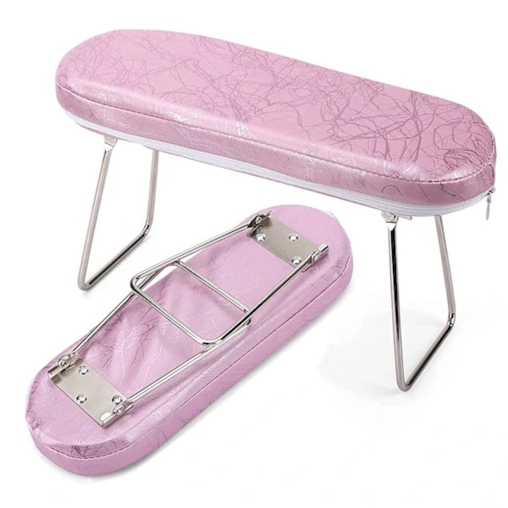 Suport maini pentru manichiura, burete elastic, roz, 30x15x10cm