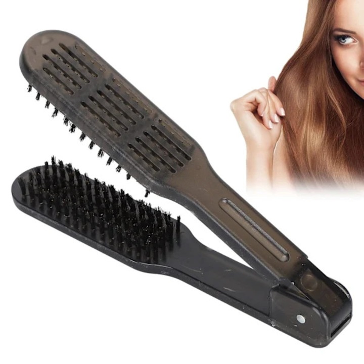 Perie dubla pentru par, pieptene indreptator, anti-static, 22x4x3cm, negru