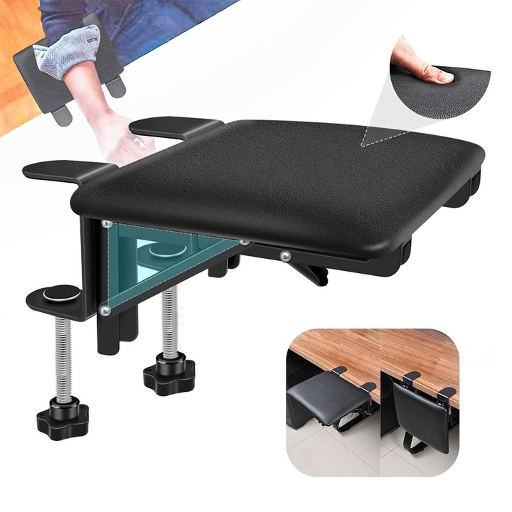 Suport ergonomic pentru brat birou 20x25.5cm, pliabil, buretat, negru