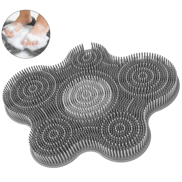 Perie silicon pentru dus, curatare si masaj picioare si spate, 36x28.5x3cm, antiderapanta