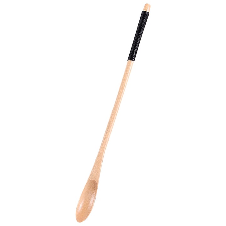 Lingura de amestecat din lemn, maner lung, pentru cafea si ceai, natural, 20 cm