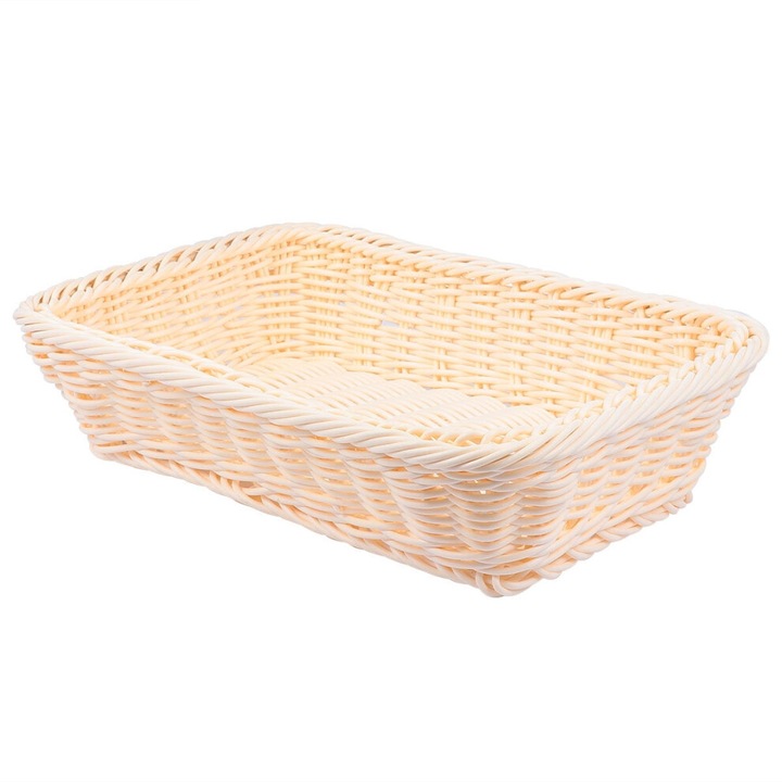 Cos depozitare tesut PP 30x20x6 cm bej simplu rustic